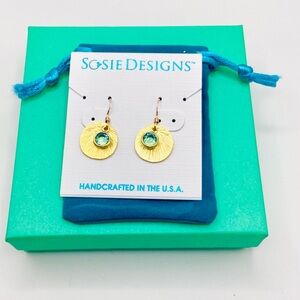 Sosie Designs Gold and Aqua Blue 18kt gold plated Earrings